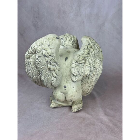 Vintage Sleeping Cherub Statue Guardian Angel Large Worn Finish - Picture 3 of 6